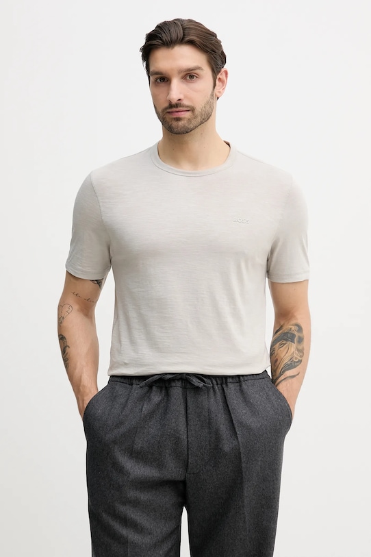 

Хлопковая футболка BOSS Orange, бежевый