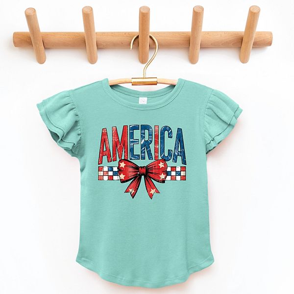 

Футболка с рукавами-крылышками в клетку Coquette America The Juniper Shop, Seafoam