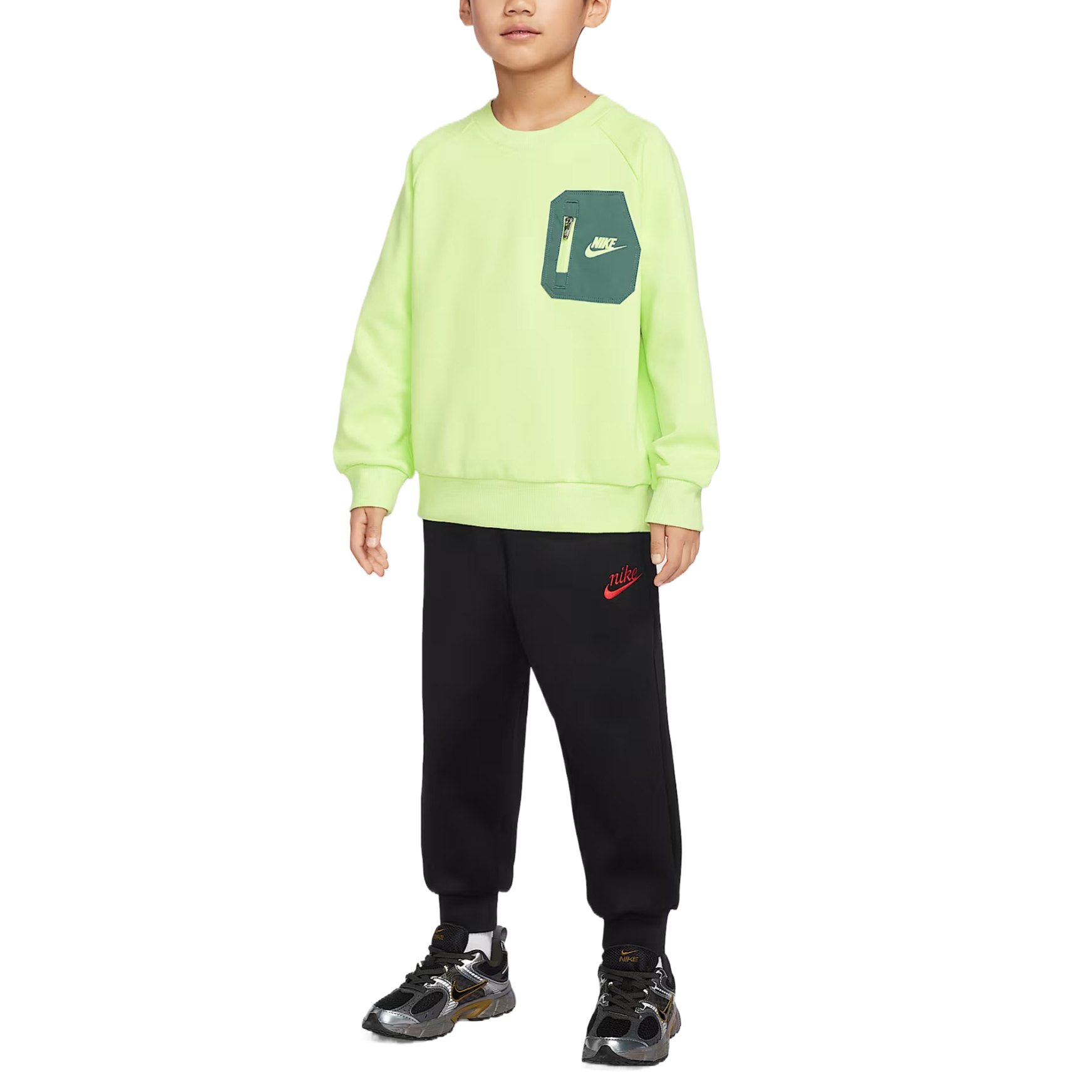 Детский свитшот с круглым вырезом Moderate Nike, светло lime/зеленый/светло lime — фото 4