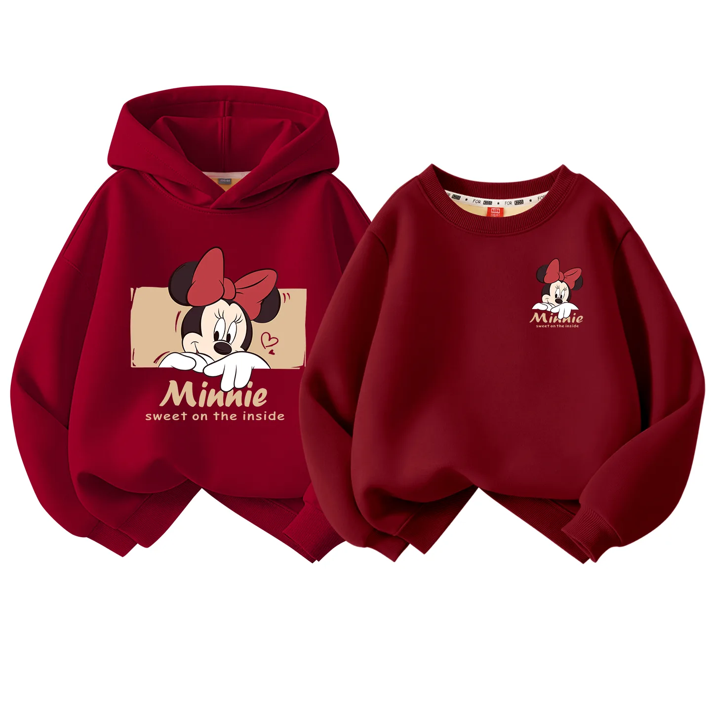 Детский худи утепленный Disney, [Thickened and Fleece-Lined]Di Duozhuang Burgundy+Di Duozhuang K Burgundy