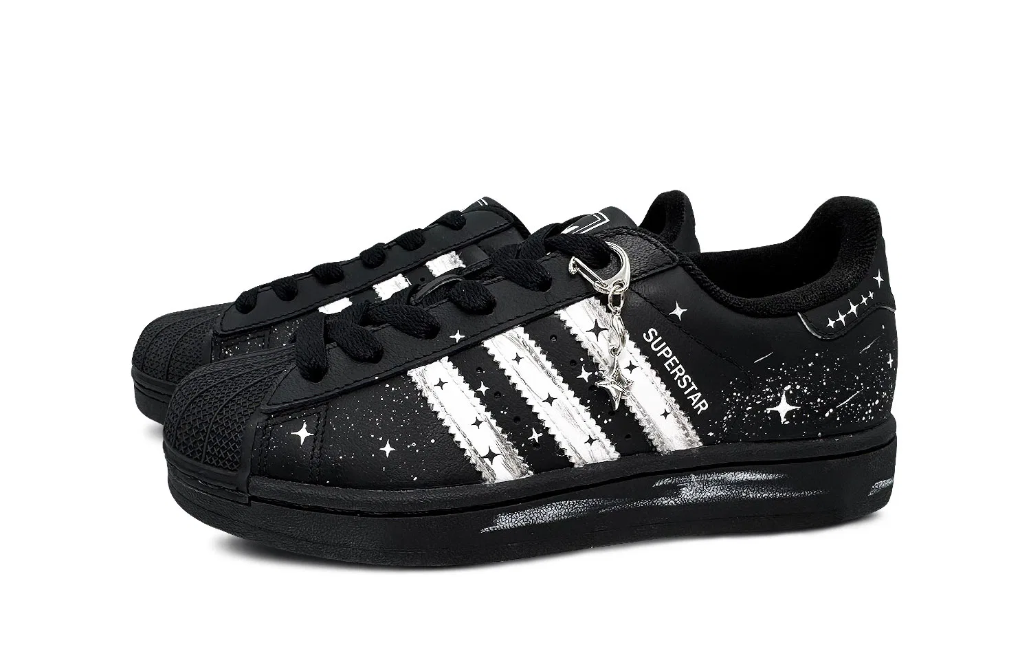Кроссовки для скейтбординга Superstar 2 Leather Abrasion Resistant Low top Kids' Skateboarding Shoes Black Teenagers Adidas Originals — фото 4