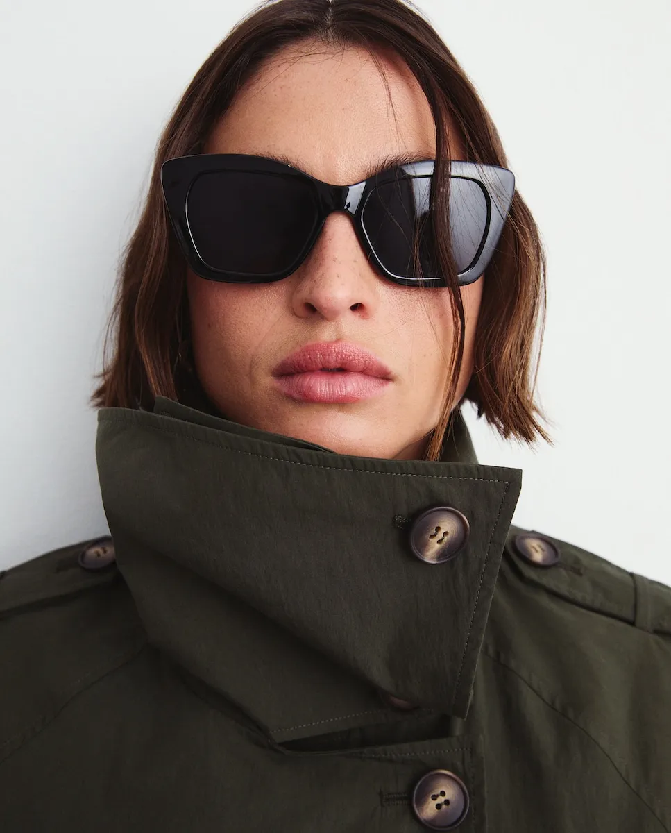 

Длинный однотонный женский тренч Couchel, хаки