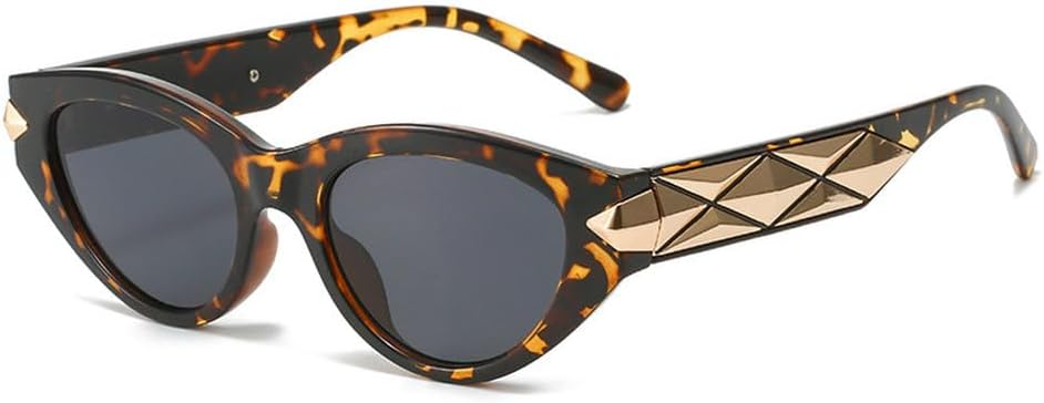 

Модные панк-солнцезащитные очки «кошачий глаз» для женщин, черные солнцезащитные очки для женщин, для активного отдыха, с защитой от УФ-излучения UV400, мужские очки TKKTLLT, Leopaed-black