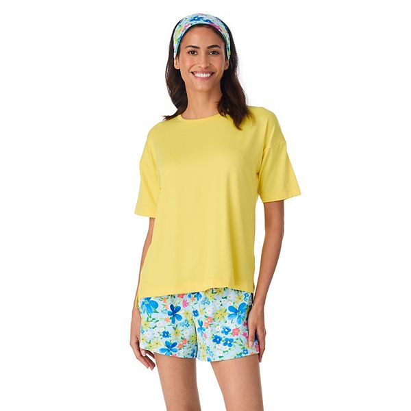 

Женский комплект пижамы с коротким рукавом и боксерами в комплекте с повязкой Cuddl Duds, Blue Multi Floral