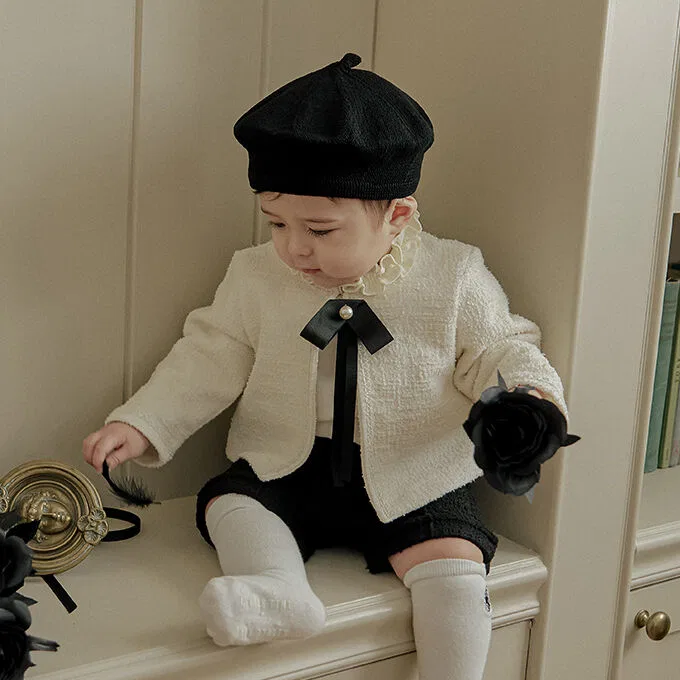 Детский твидовый жакет кремового цвета от Littletini