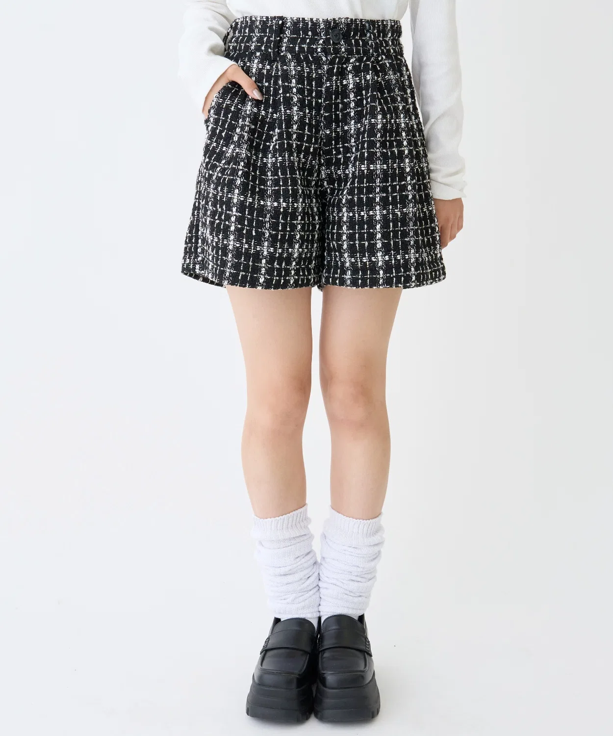 Детские шорты из твида LOVETOXIC с высокой талией белые — фото 4
