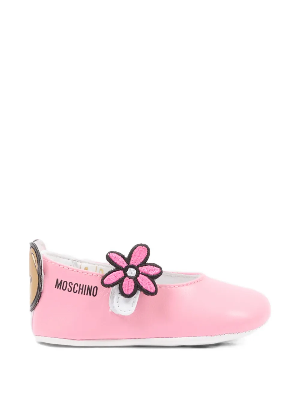 Туфли для первых шагов с цветочным декором Moschino Kids, розовый — фото 2