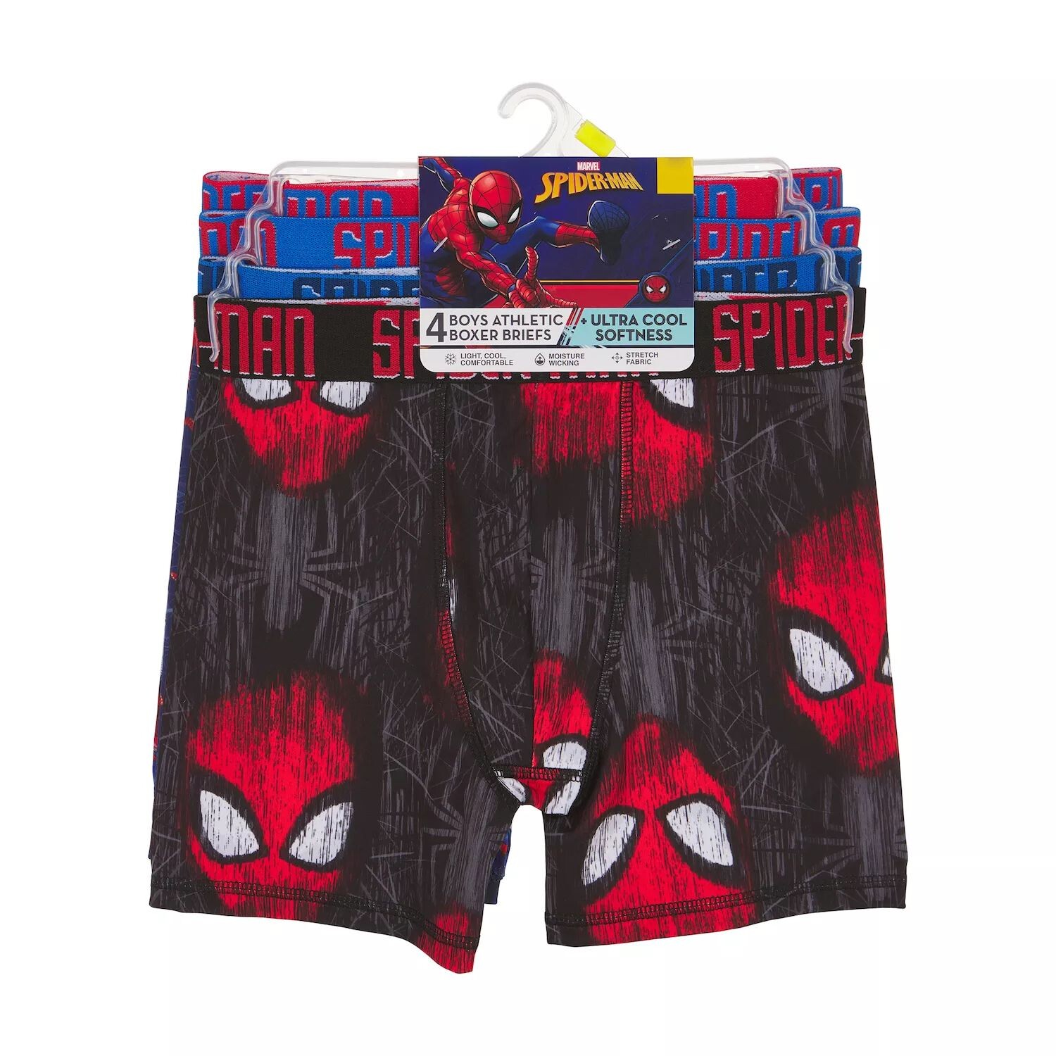 Набор из 4 спортивных боксеров-боксеров Marvel Spider-Man для мальчиков 6–10 лет Licensed Character — фото 2