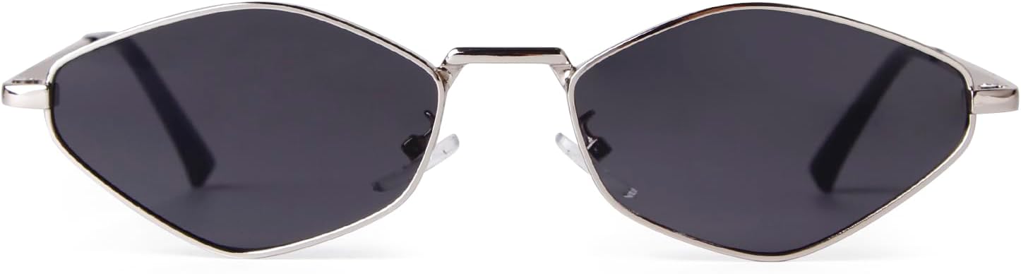 

JUDOO Модные металлические шестиугольные солнцезащитные очки для женщин и мужчин, золотистые, винтажные, узкие, неправильной формы, маленькие, ретро, ​​шестиугольные солнцезащитные очки, Silver Frame/Grey Lens