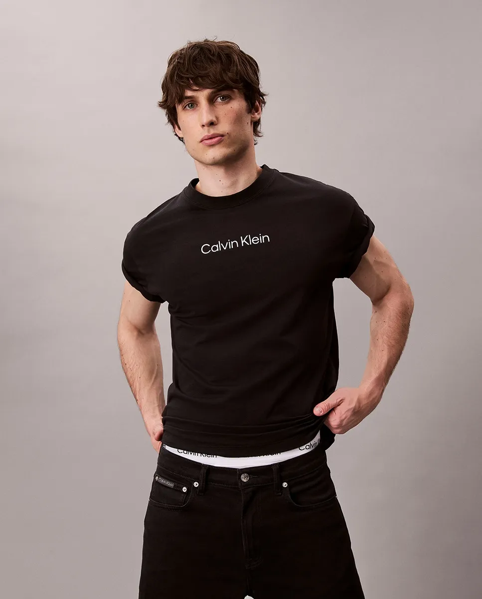 

Мужская футболка с нанесенным логотипом Calvin Klein, черный