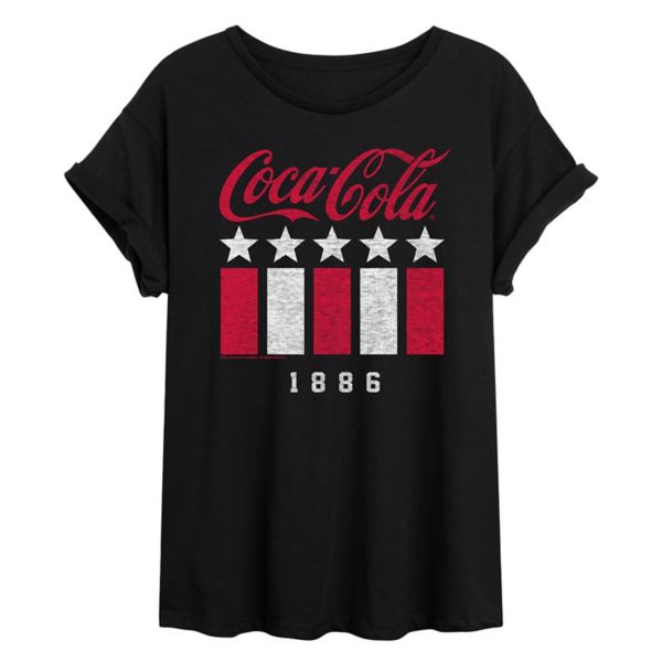 

Футболка оверсайз Coca-Cola 1886 с американскими звёздами и полосами для подростков Licensed Character, черный