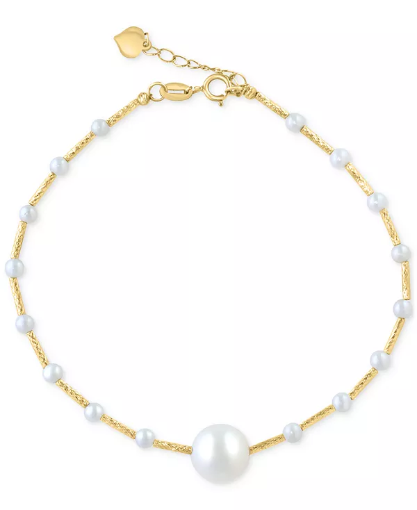 

Браслет из звеньев Effy с культивированным пресноводным жемчугом (2-1/2 и 8 мм) из 14-каратного золота Effy Collection, gold