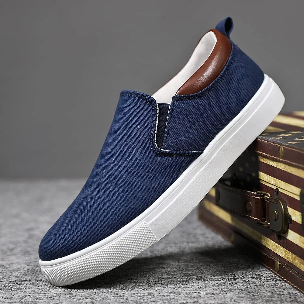 Лоферы мужские, парусиновые, tazimall, Slip on Flat Loafers, синий — фото 2