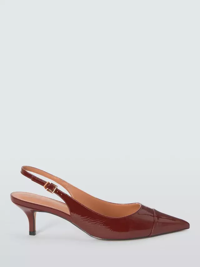 

Туфли-лодочки John Lewis Cosmos Leather Refined Kitten Heel Slingback Open, бордовый