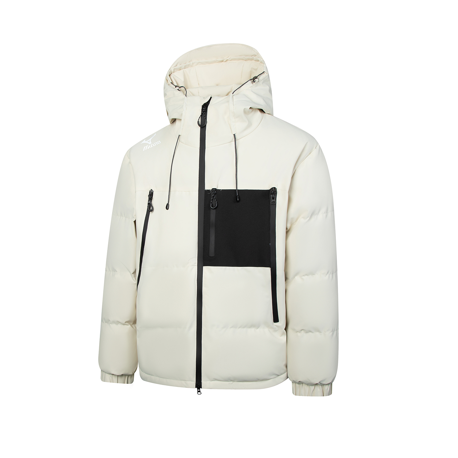 

Пуховая куртка унисекс с капюшоном, утепленная, стеганые, с подкладкой Mizuno, айвори белый