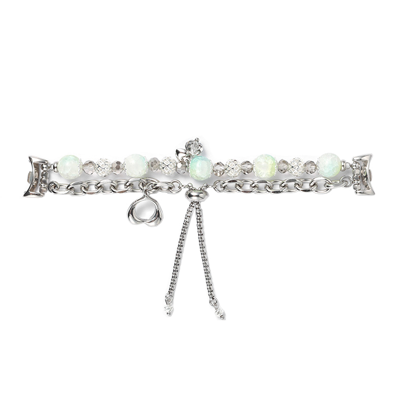 

IBOANN Часы Watch Band Xiaomi Compatibility Glass Beads Material, Glass Beads Retractable Chain Strap-White