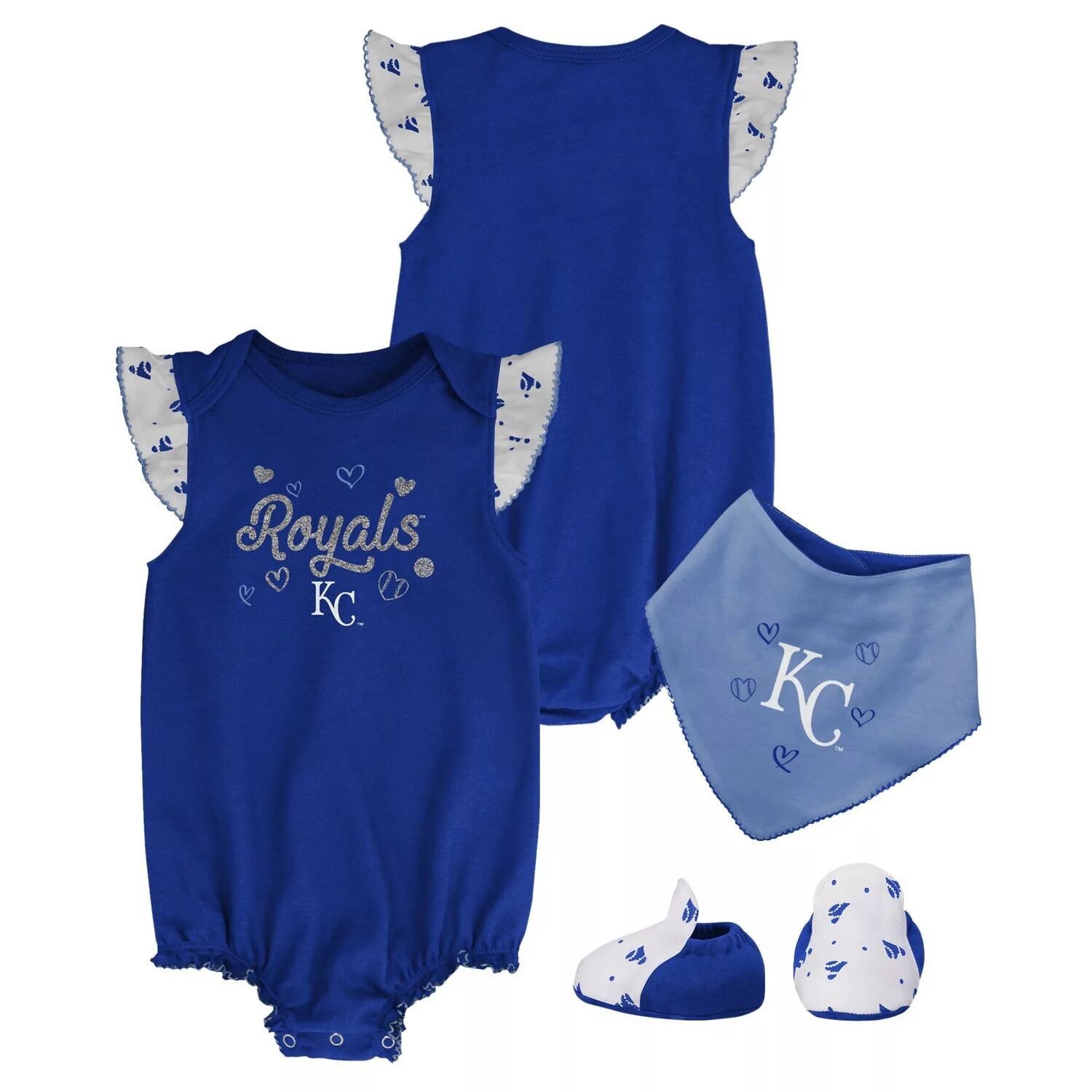 

Комплект из трех частей боди Royal Kansas City Royals для новорожденных и младенцев с нагрудником и пинетками Outerstuff