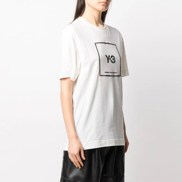 Футболка y-3 ss21 alphabet logo loose round neck short sleeve white t-shirt Adidas, белый — фото 4