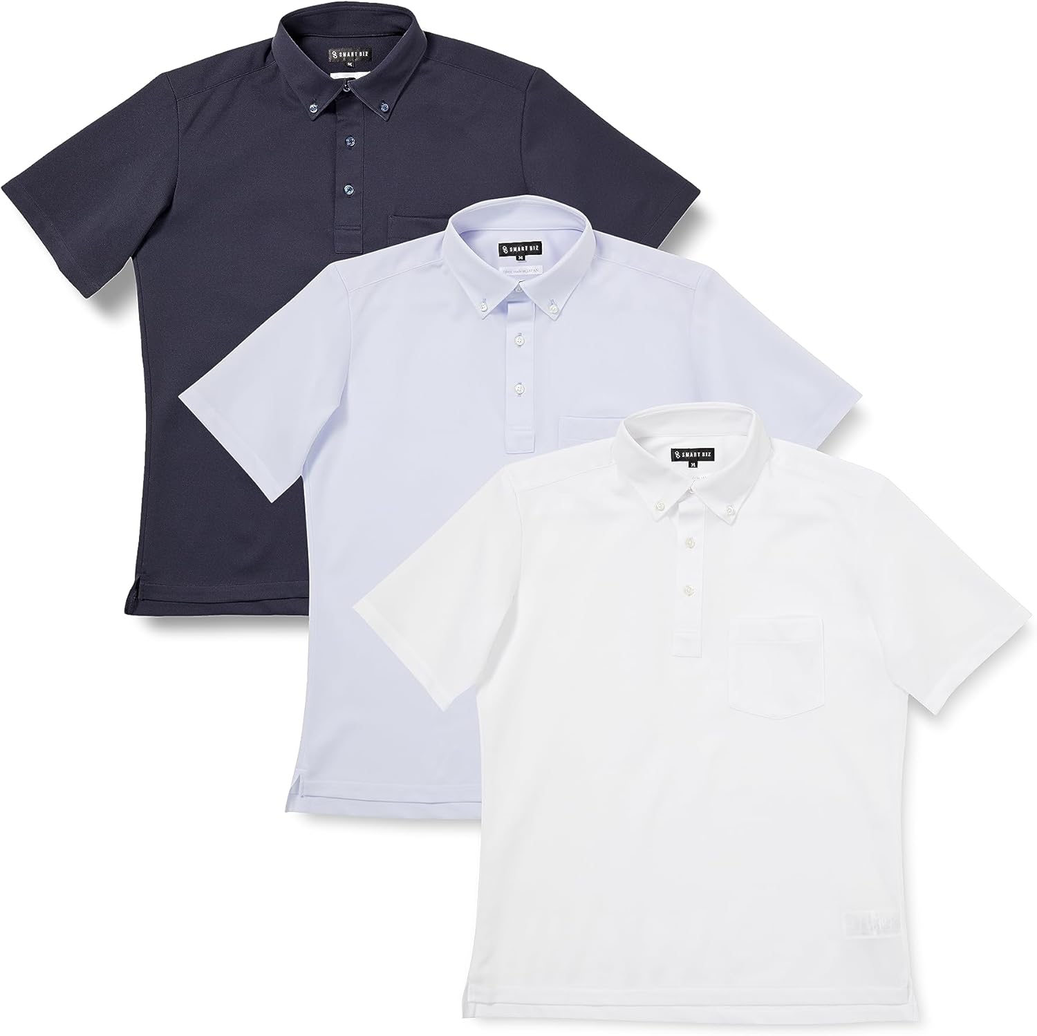 

Комплект из 3 мужских поло Smart Biz Biz, не требующих глажки, с коротким рукавом, полностью не требующих глажки, темно-синий/белый