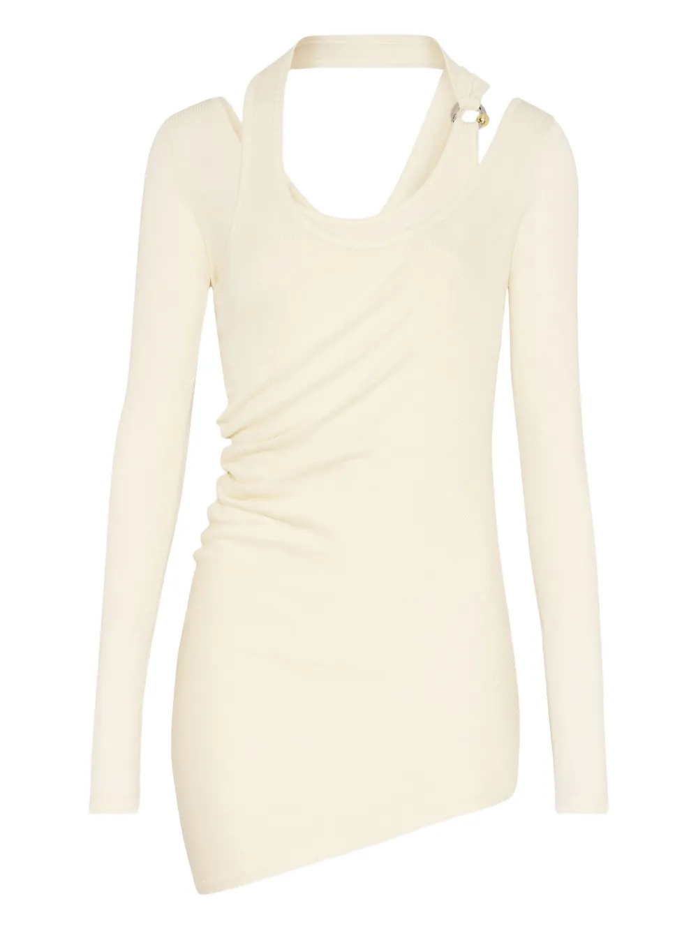 

Топ в рубчик с драпировкой Jean Paul Gaultier, нейтральный