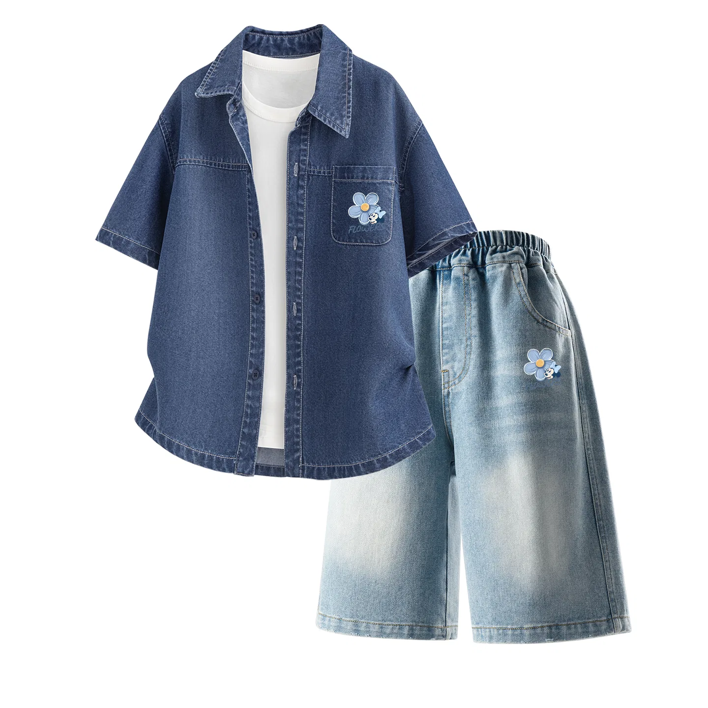 Детская спортивная одежда casual с воротником-стойкой тонкая Disney, Di Flower K Denim Dark Blue+Di Flower K Denim Blue