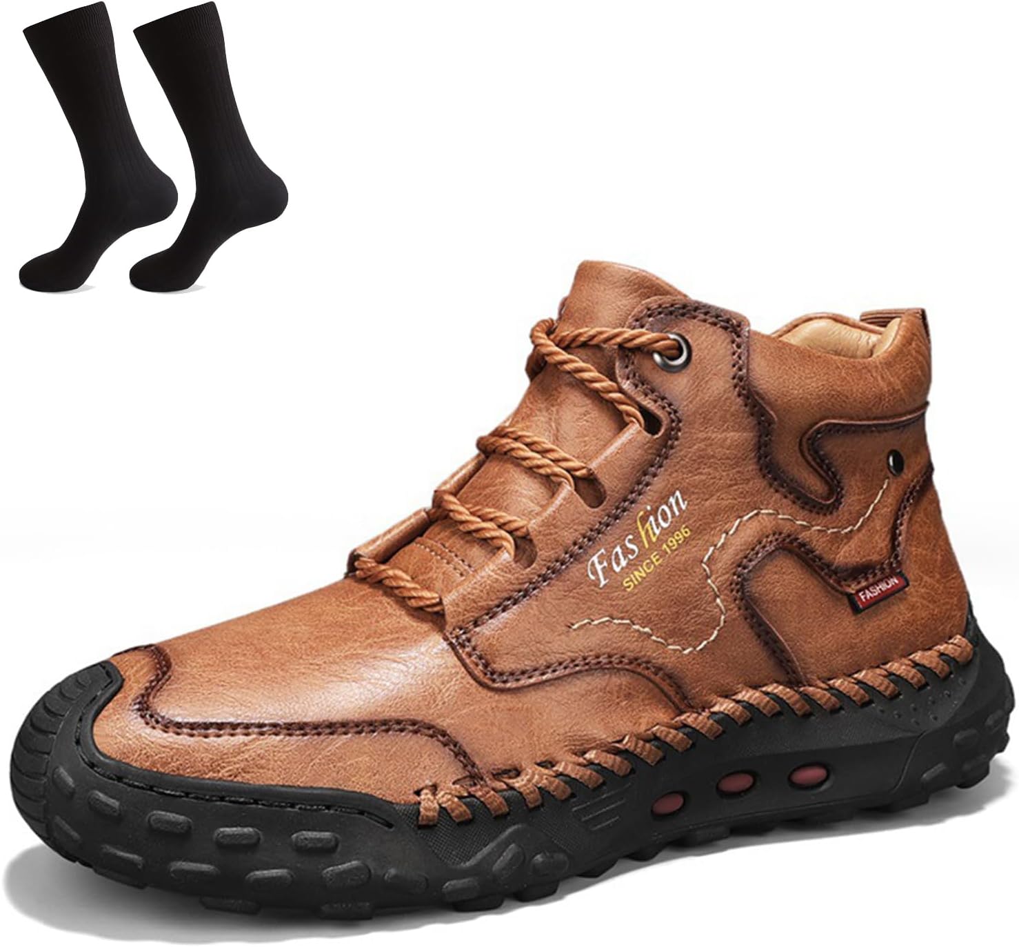 

Мужская обувь, мужские вручную сшитые туфли с комбинированным носком из коровьей кожи, повседневные туфли, широкие удобные кожаные ботинки Generic, светло-коричневый