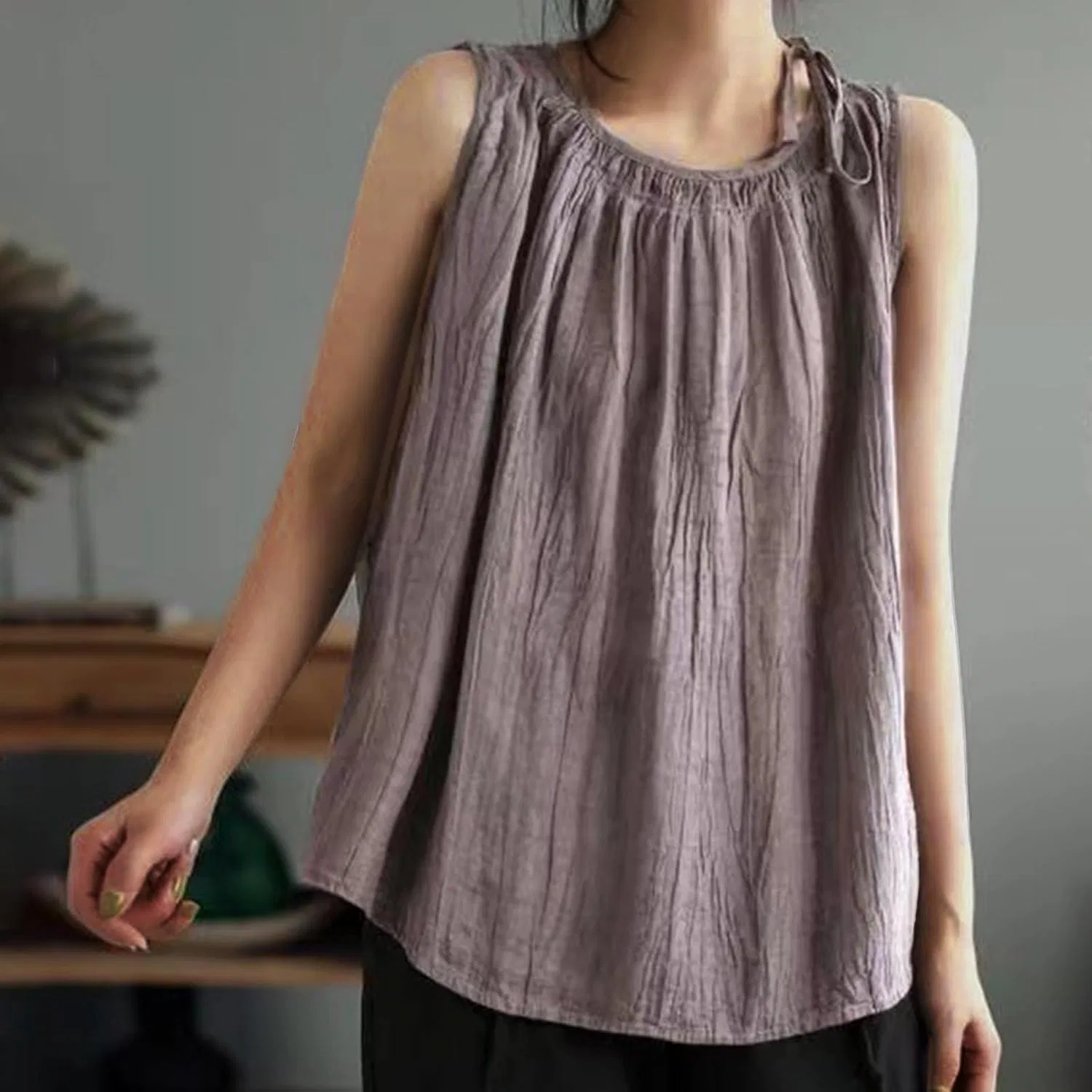 Женский топ Cotton Linen Tank Top, Purple — фото 2
