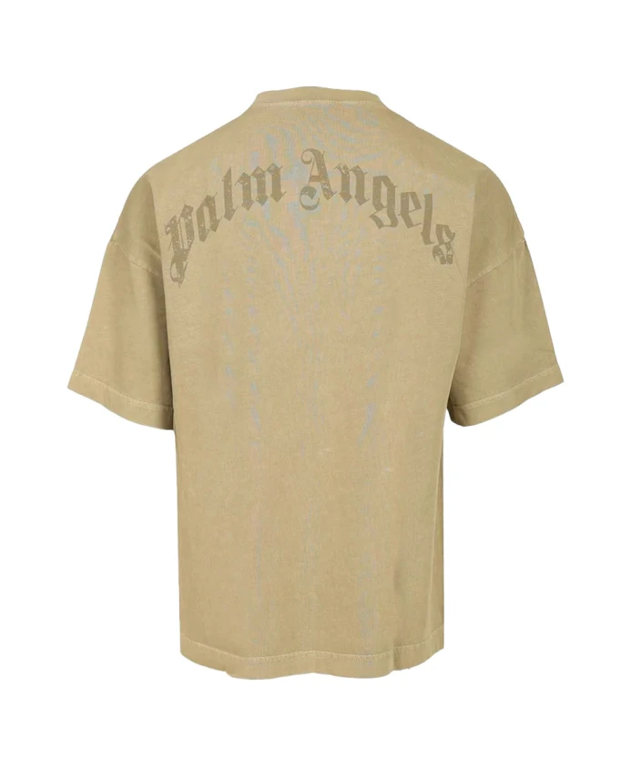 Зеленая футболка, стандартный крой, хлопок. Palm Angels, зеленый — фото 2