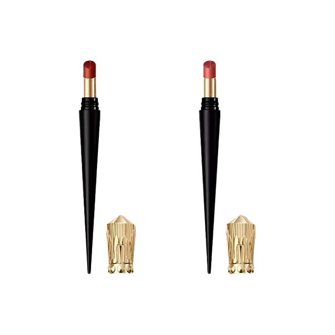 Christian Louboutin CL Narrow High Heel Lip Balm Black Tube Помада, увлажняющая матовая, 2 г, подарок на день рождения, 157L Red Tea Wood+386L Naked Rose