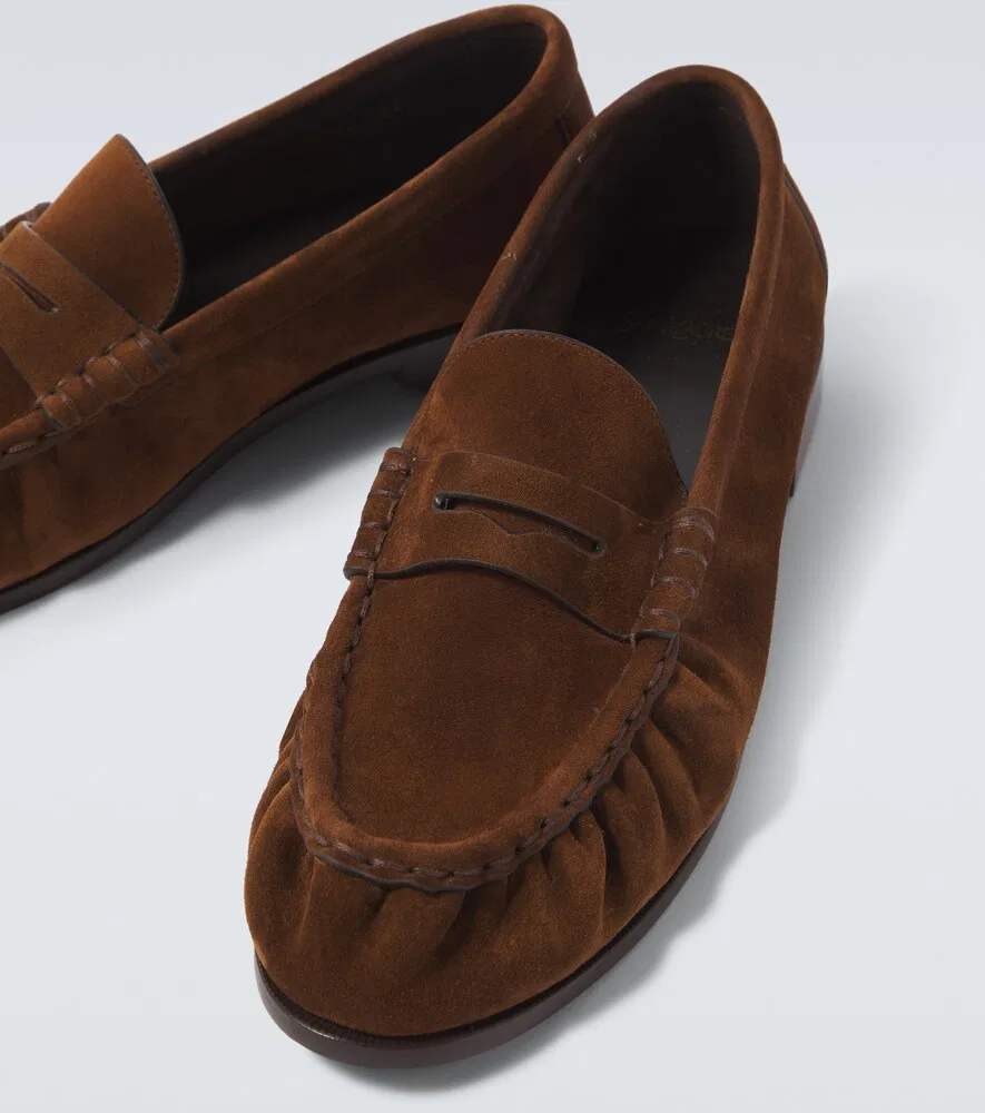 Le Loafer Cassandre замшевые пенни-лоферы Saint Laurent, коричневый — фото 3