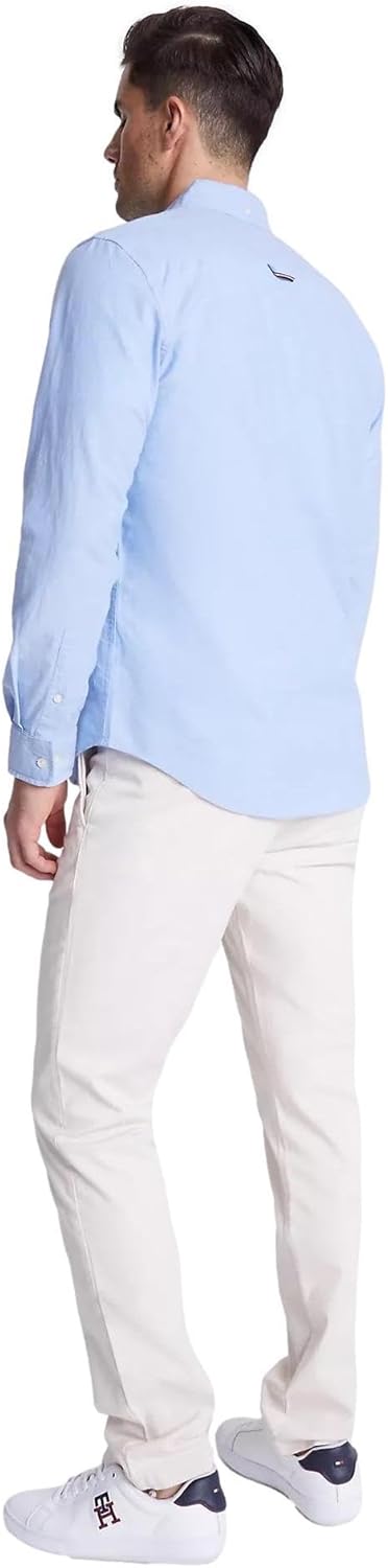 Рубашка Tommy Hilfiger Signature Long Sleeve Casual Button Down, прованский синий — фото 4