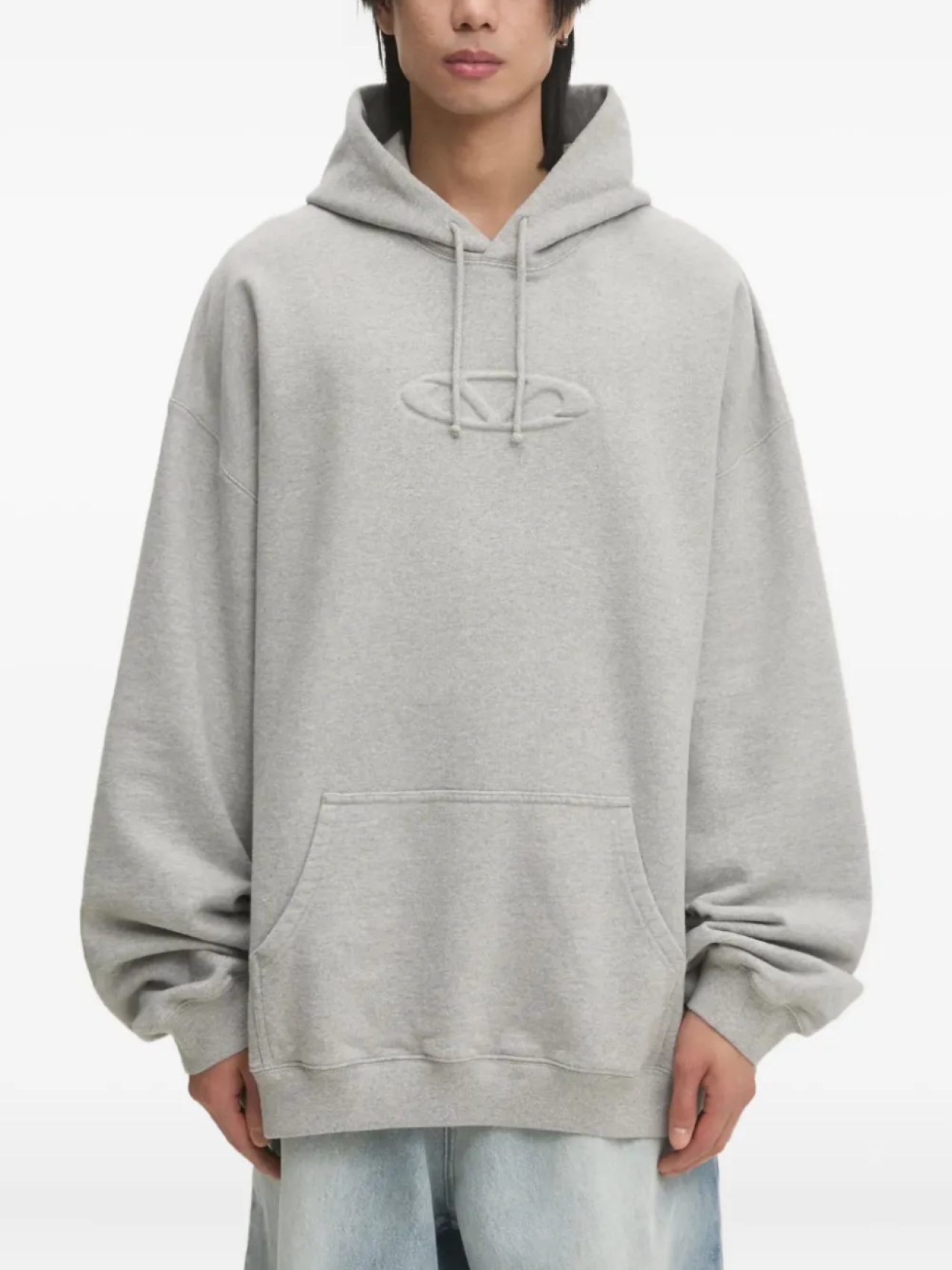 

Толстовка с капюшоном и тисненым логотипом VETEMENTS, серый