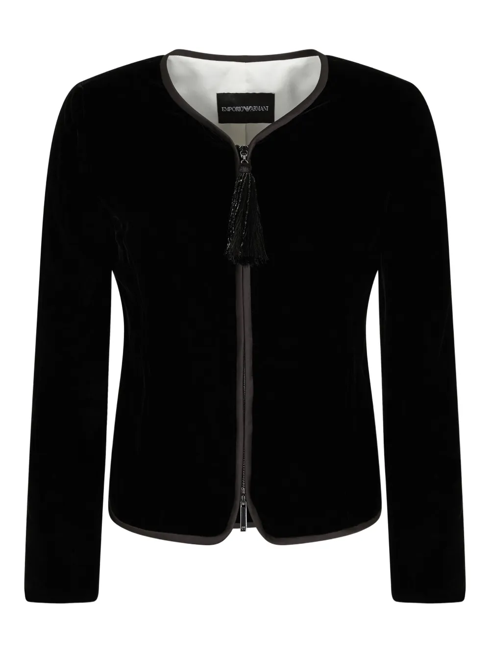 

Бархатный жакет с кисточками EMPORIO ARMANI, черный