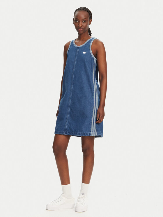 Облегающее джинсовое платье adicolor Denim 3-Stripes JD2580 Adidas, синий — фото 2