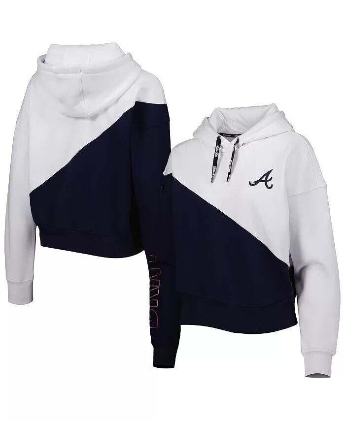 

Женский темно-синий белый пуловер с капюшоном Atlanta Braves Bobbi Colorblock Dkny