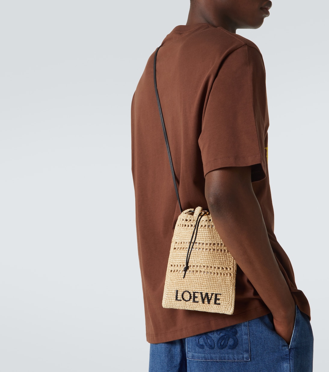 Сумка-кроссбоди из рафии с логотипом Paula's Ibiza Loewe, Natural/ Black — фото 2