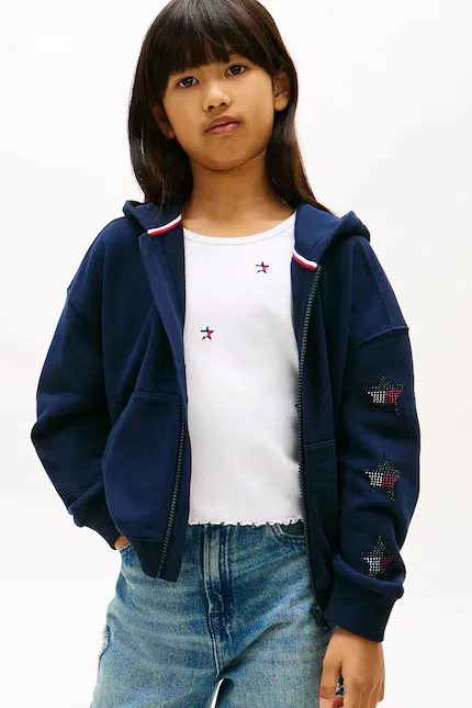 Кофта детская на молнии с блестками Tommy Hilfiger, синий