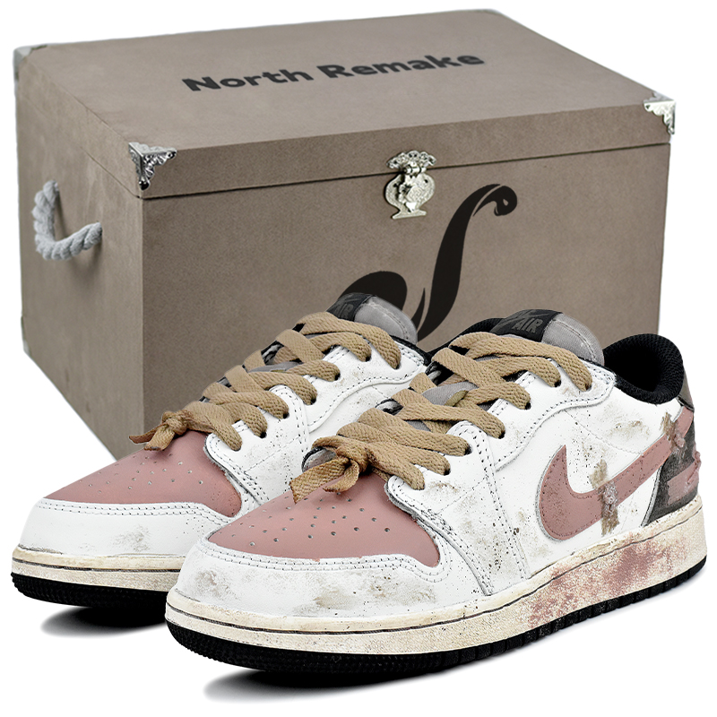 

Jordan Детские кроссовки для скейтбординга Air 1 Vintage Dirty Pink с низким верхом, нескользящие, винтажные, грязно-розовые, для подростков