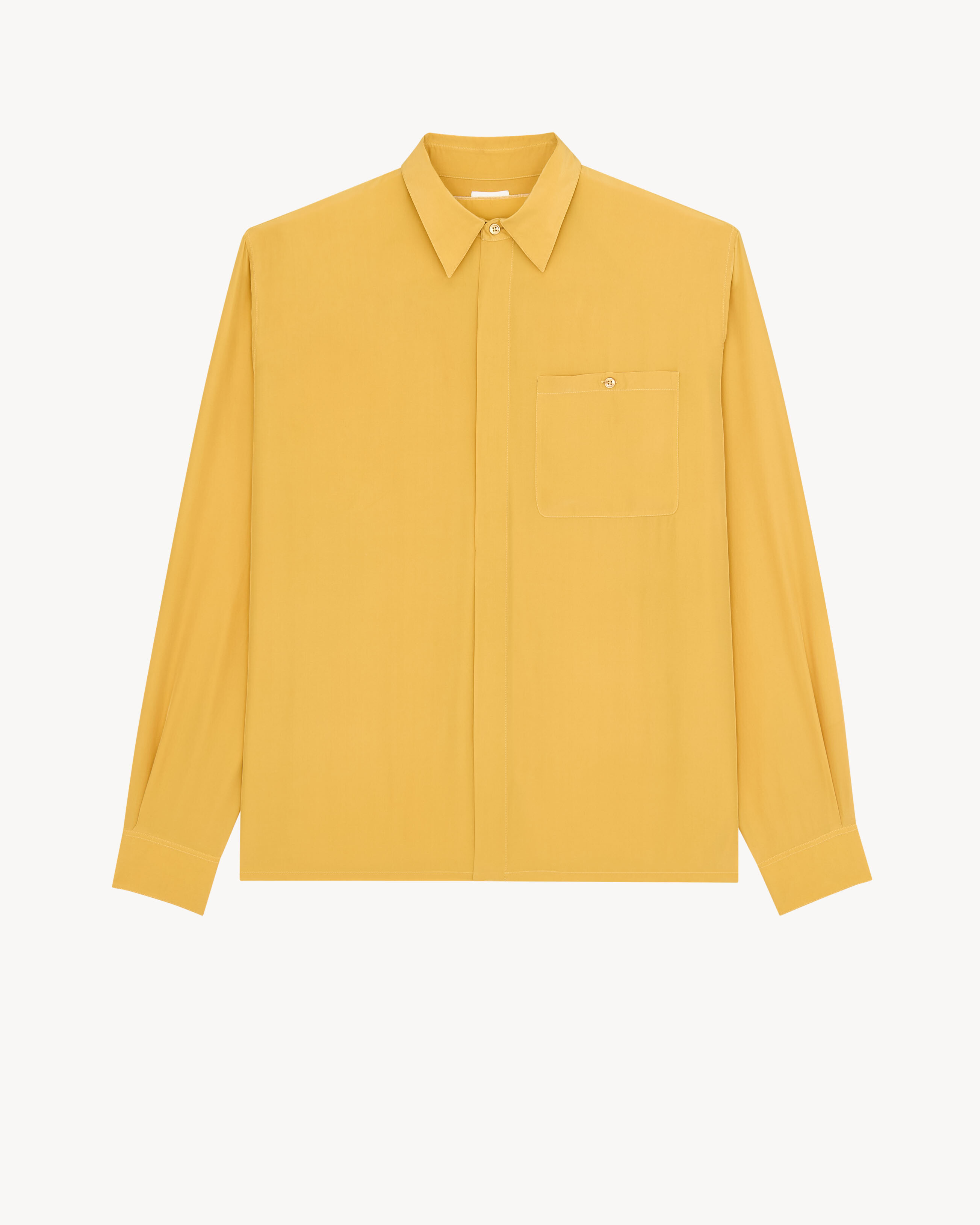 Рубашка из шелкового сатина SAINT LAURENT, желтый