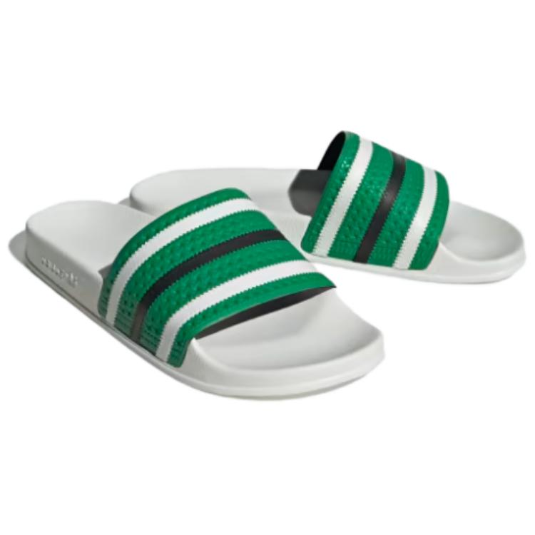 Adidas Адилетт слайды 'Грин Уайт' — зеленый белый черный, цвет Green White Black — фото 4
