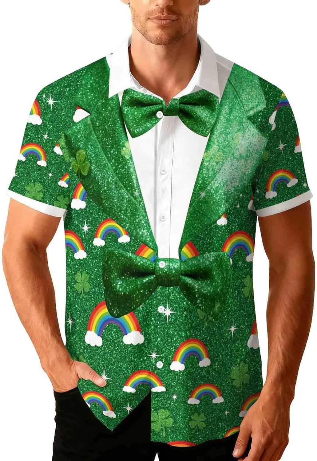 

Мужская гавайская рубашка St Patrick's Day Slim Fit с коротким рукавом SHOPESSA
