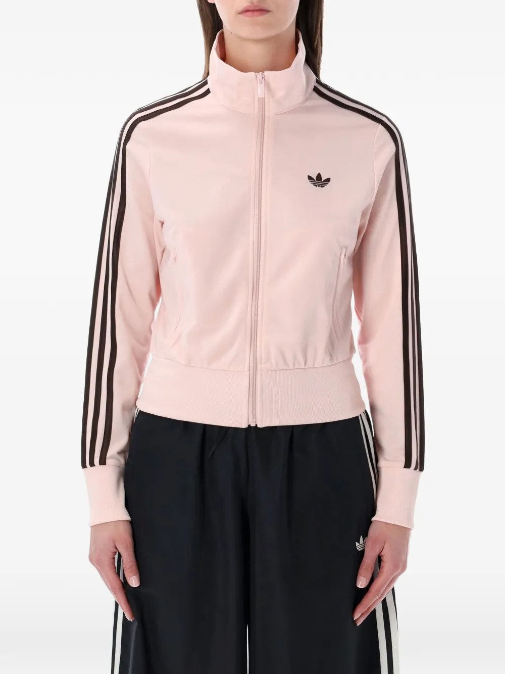 Свитшот на молнии в полоску Adidas, розовый