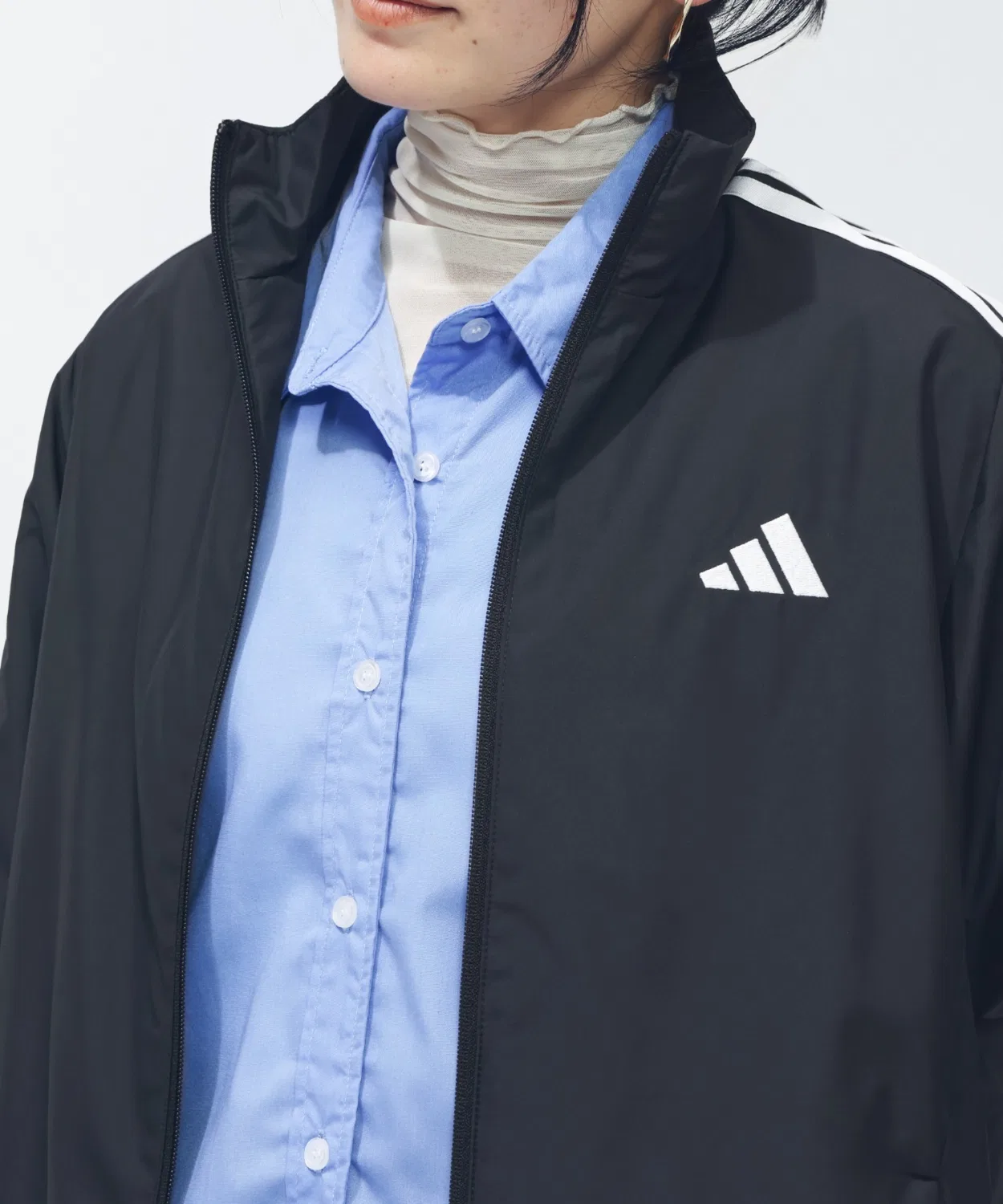 Ветровка Adidas с тремя полосками, свободный крой, синяя — фото 3