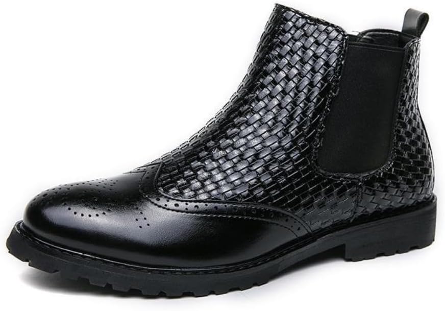 

Мужские повседневные ботинки Airloc Retro Chelsea с плетеной текстурой, на процесс вставки, средней высоты для повседневной носки, черный