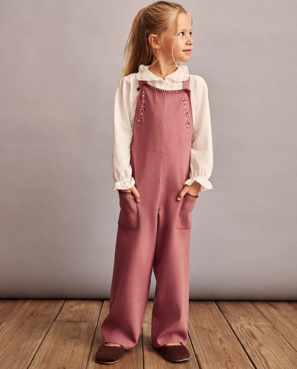 

Длинный вязаный комбинезон с детской вышивкой Coconut El Corte Inglés, темно-розовый