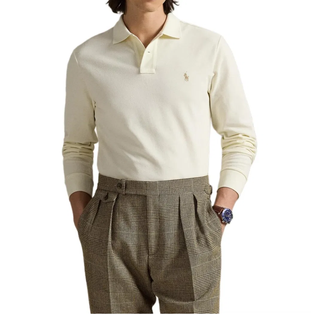 Поло Polo Ralph Lauren Custom Slim Fit мужское кремовое — фото 3