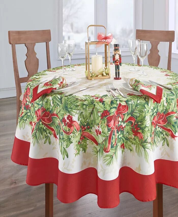 

Праздничная скатерть Holly Traditions, 70 дюймов Elrene, мультиколор