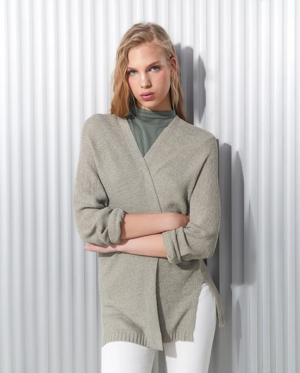 

Жакет женский с лентой без пуговиц Easy Wear, хаки