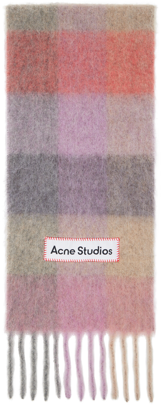 

Шарф из разноцветного мохера в клетку Acne Studios, Fuchsia/Lilac/Pink