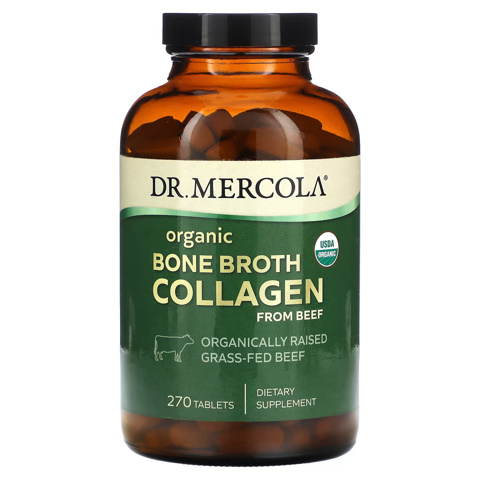 

Добавка с коллагеном Dr. Mercola Organic Bone Broth Collagen From Beef, 270 таблеток